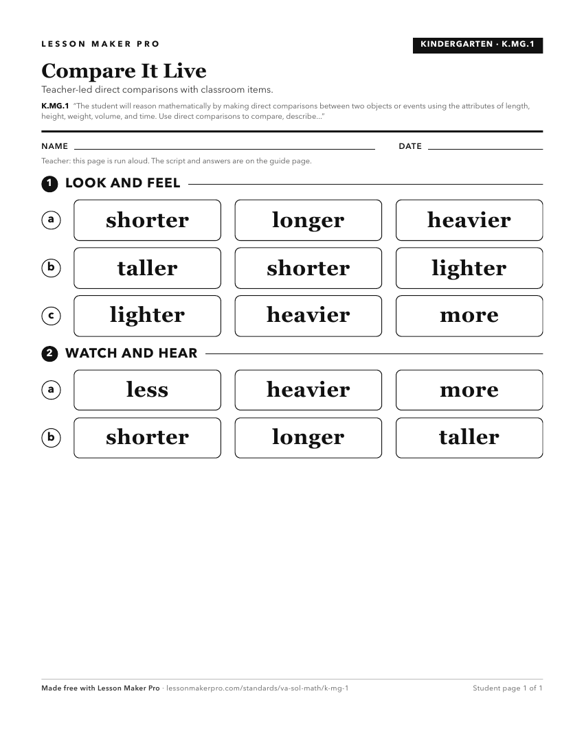 Preview of the K.MG.1 printable worksheet