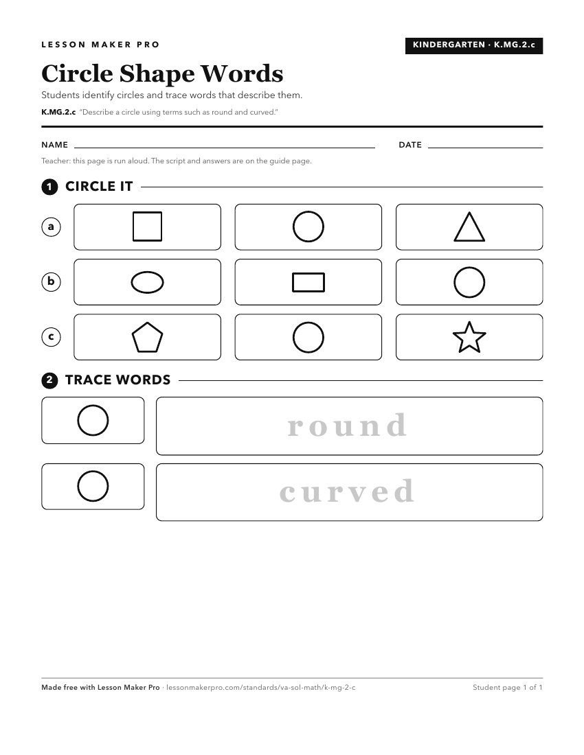 Preview of the K.MG.2.c printable worksheet