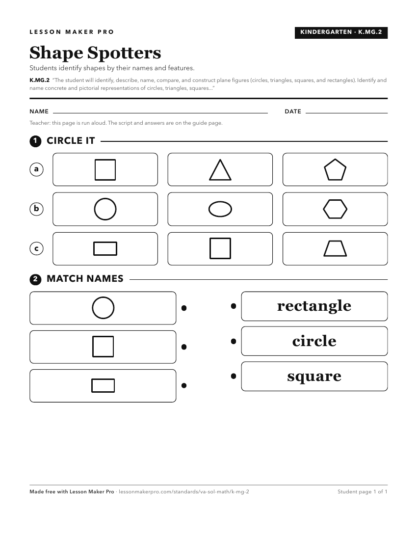 Preview of the K.MG.2 printable worksheet