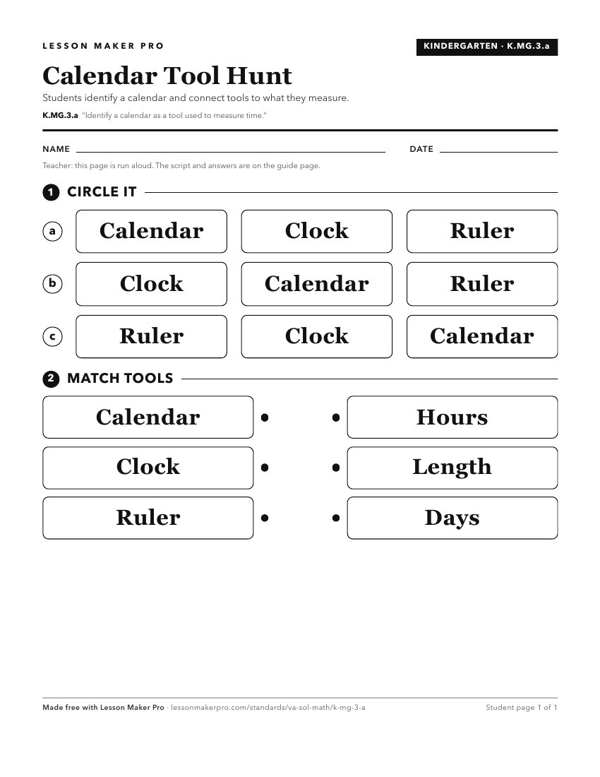 Preview of the K.MG.3.a printable worksheet