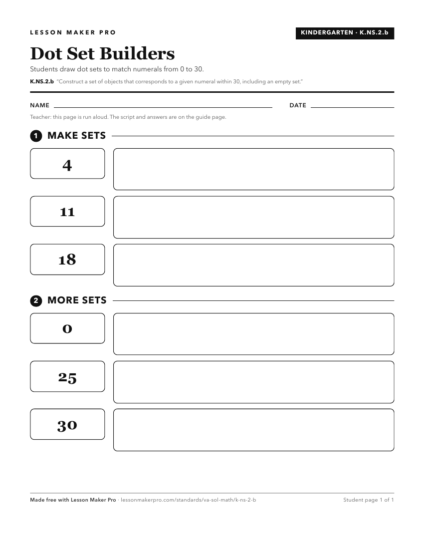 Preview of the K.NS.2.b printable worksheet