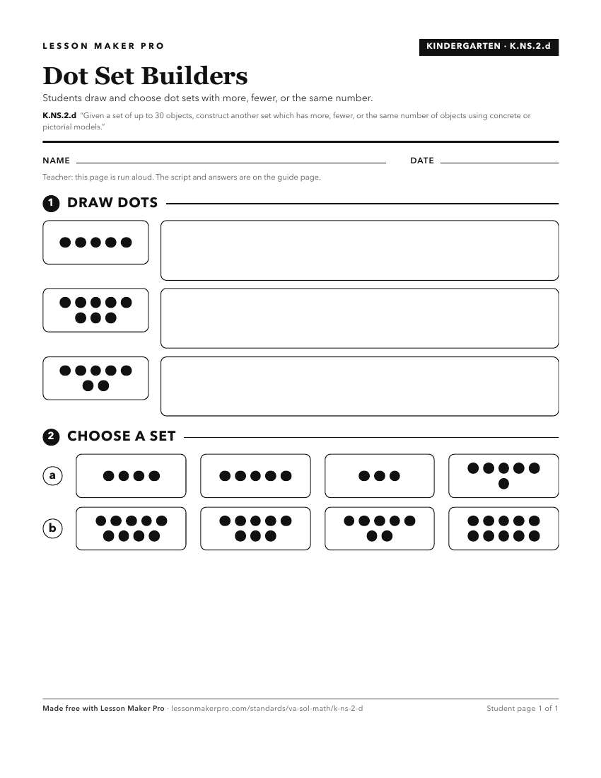 Preview of the K.NS.2.d printable worksheet