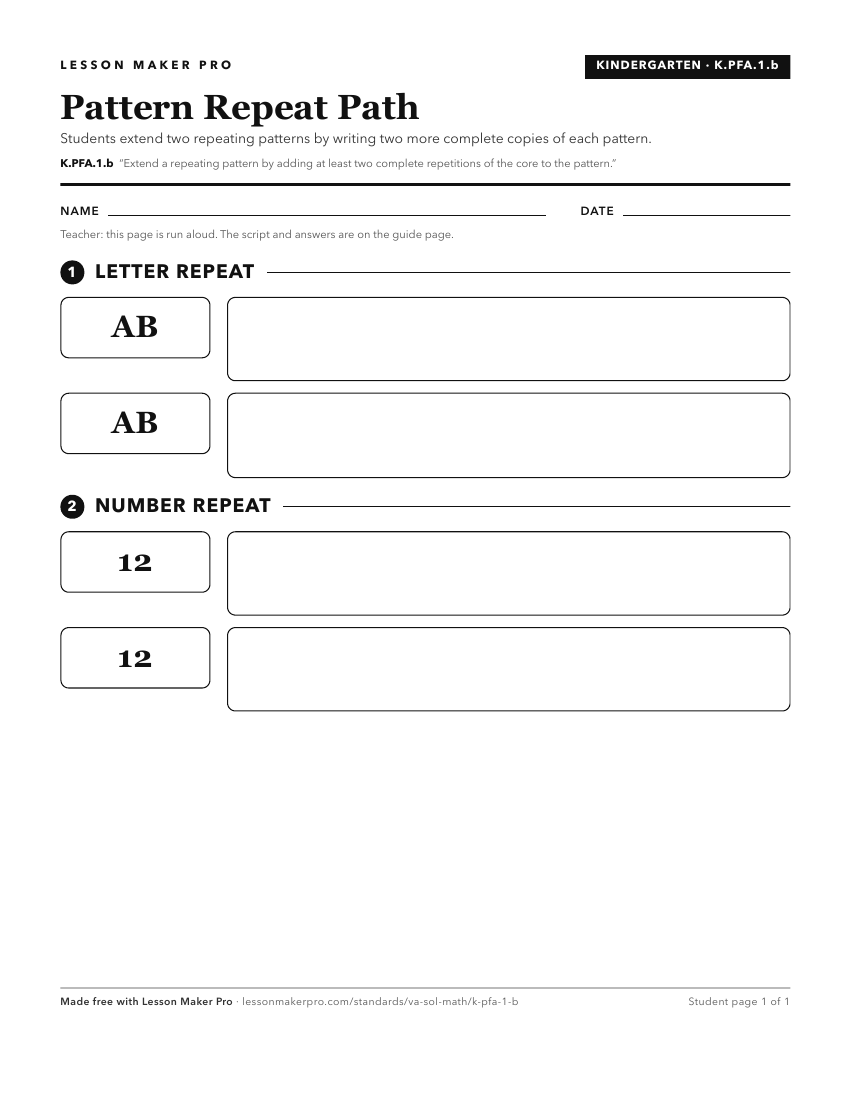Preview of the K.PFA.1.b printable worksheet