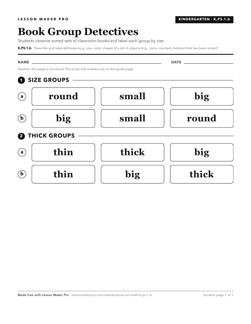 Preview of the K.PS.1.b printable worksheet