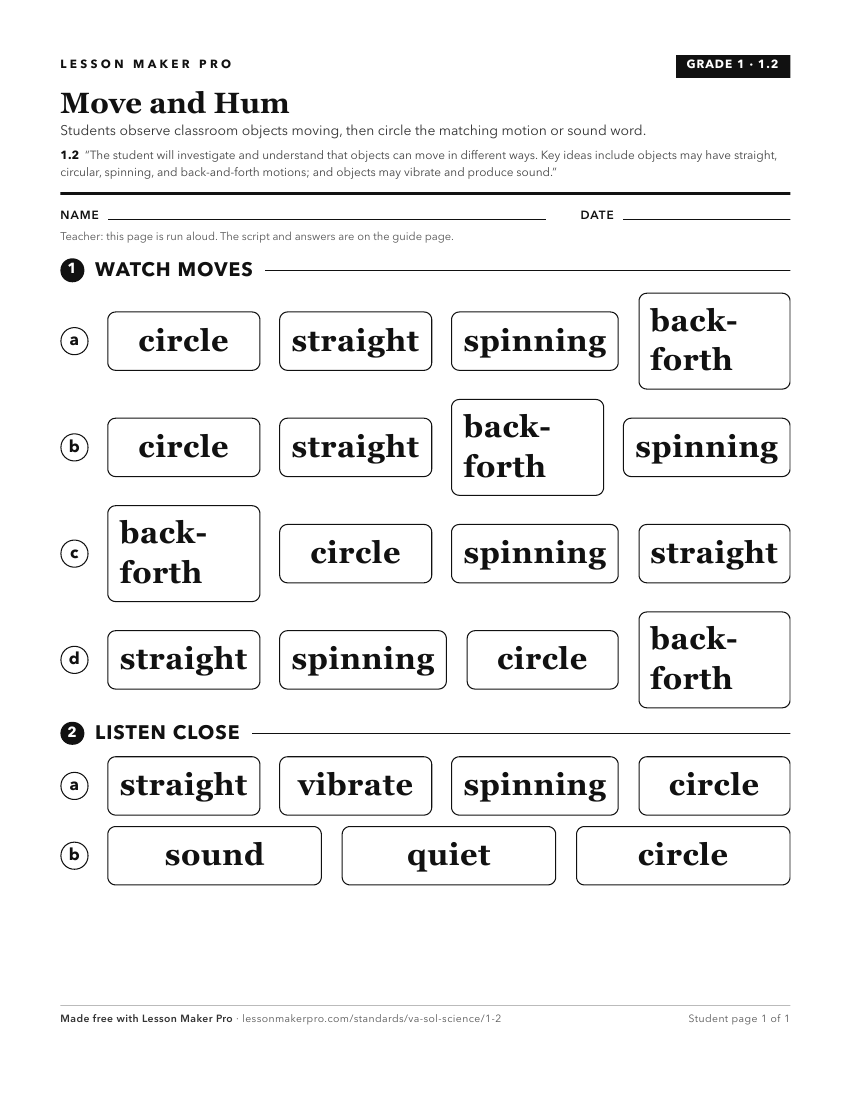 Preview of the 1.2 printable worksheet