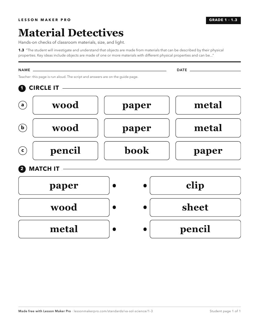 Preview of the 1.3 printable worksheet