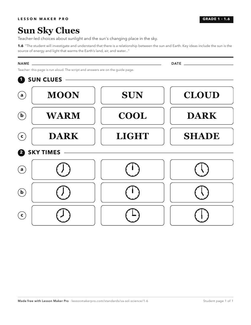 Preview of the 1.6 printable worksheet