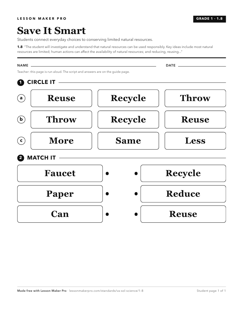 Preview of the 1.8 printable worksheet