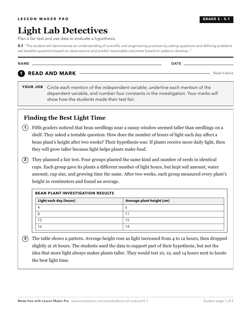Preview of the 5.1 printable worksheet