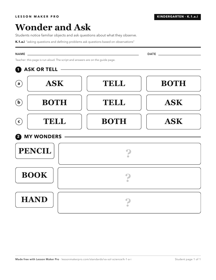 Preview of the K.1.a.i printable worksheet