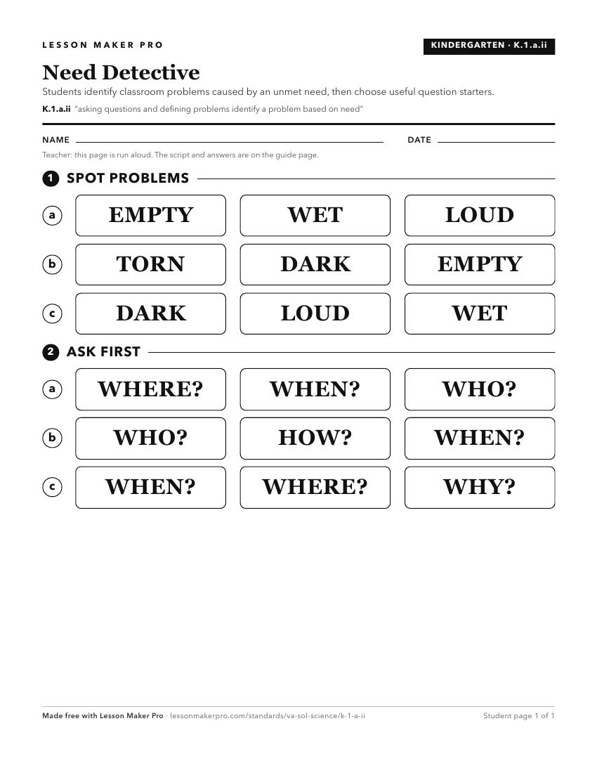 Preview of the K.1.a.ii printable worksheet