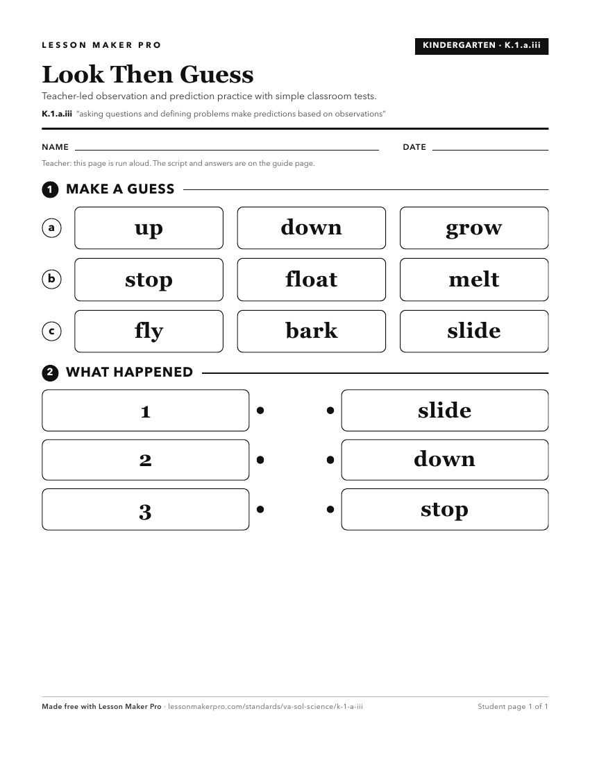 Preview of the K.1.a.iii printable worksheet