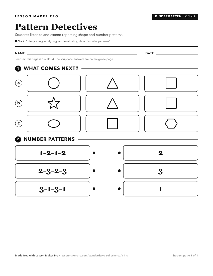Preview of the K.1.c.i printable worksheet