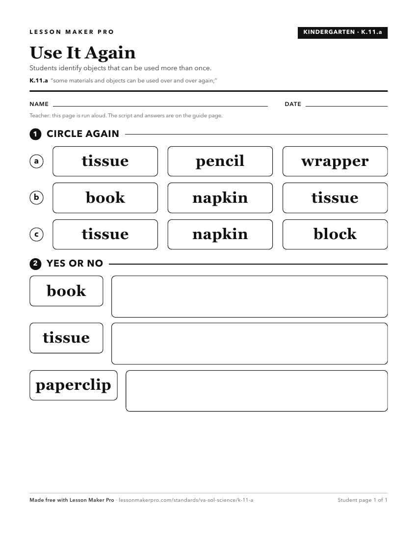 Preview of the K.11.a printable worksheet