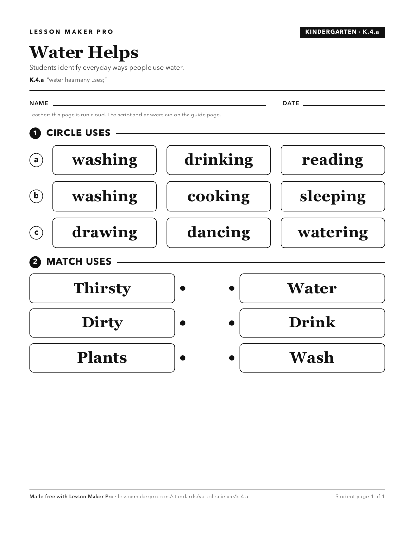 Preview of the K.4.a printable worksheet