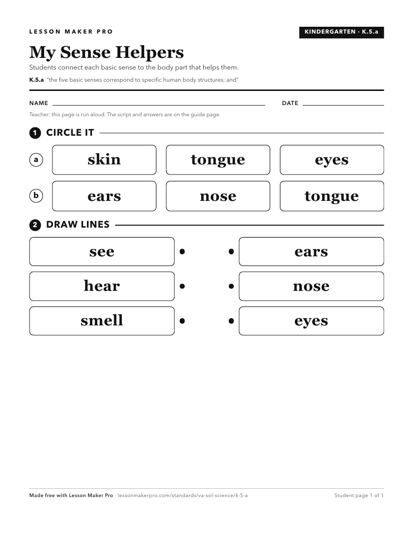 Preview of the K.5.a printable worksheet