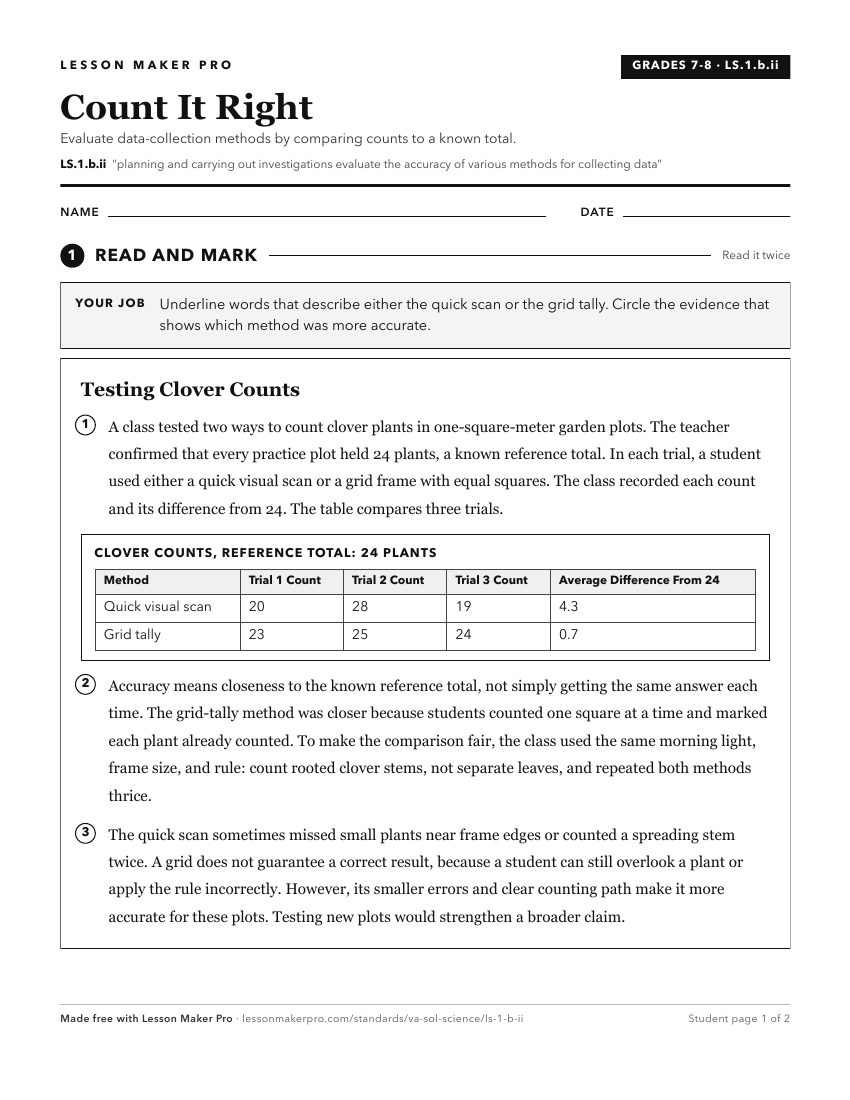 Preview of the LS.1.b.ii printable worksheet